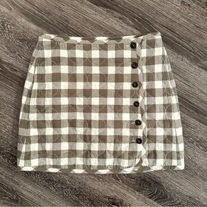 Madewell Brown and White Checkered Skirt